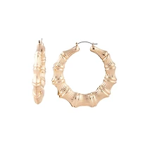 Large Gold Bamboo Hoop Earrings