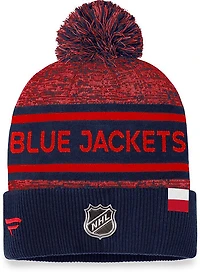 NHL Knit Hat Authentic Pro Rink Cuffed Heathered Cuff Pom 2023 Blue Jackets