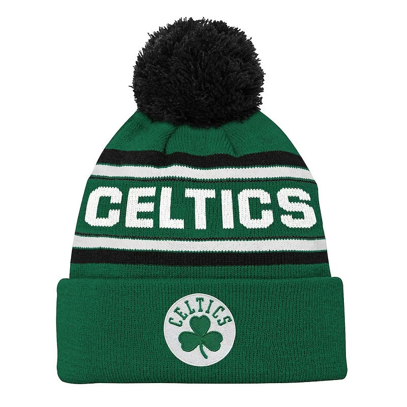 NBA Youth Knit Hat Backboard Jacquard Cuffed with Pom Celtics
