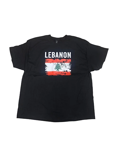Country T-Shirt Distressed Flag Lebanon (Black)