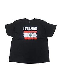 Country T-Shirt Distressed Flag Lebanon (Black)