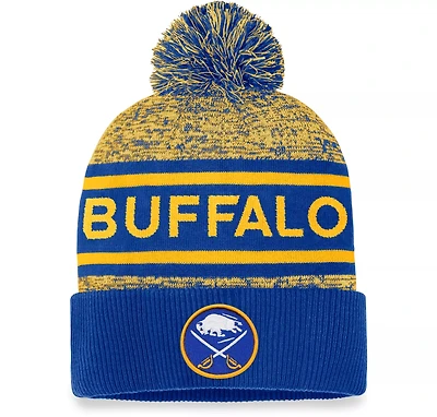 NHL Knit Hat Authentic Pro Rink Cuffed Heathered Cuff Pom 2023 Sabres