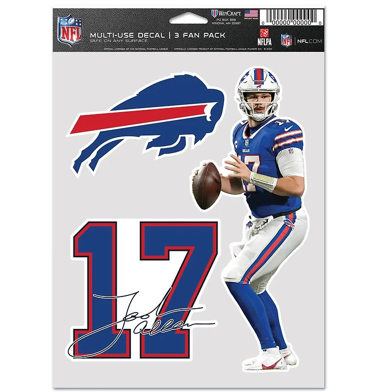 NFL Player Decal Multi Use 3 Pack Josh Allen Bills
