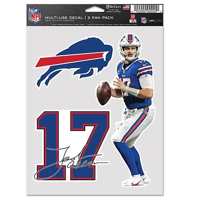 NFL Player Decal Multi Use 3 Pack Josh Allen Bills