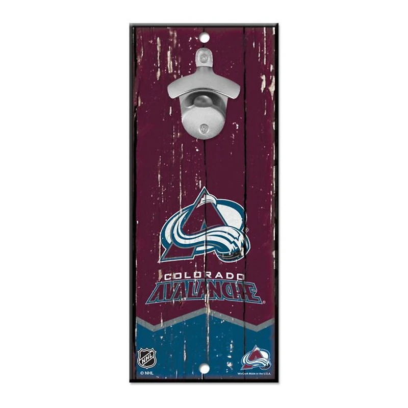 NHL Wooden Bottle Opener Sign Avalanche