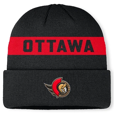 NHL Knit Hat Authentic Pro Cuffed Stripe Beanie Rink Road 2025 Senators