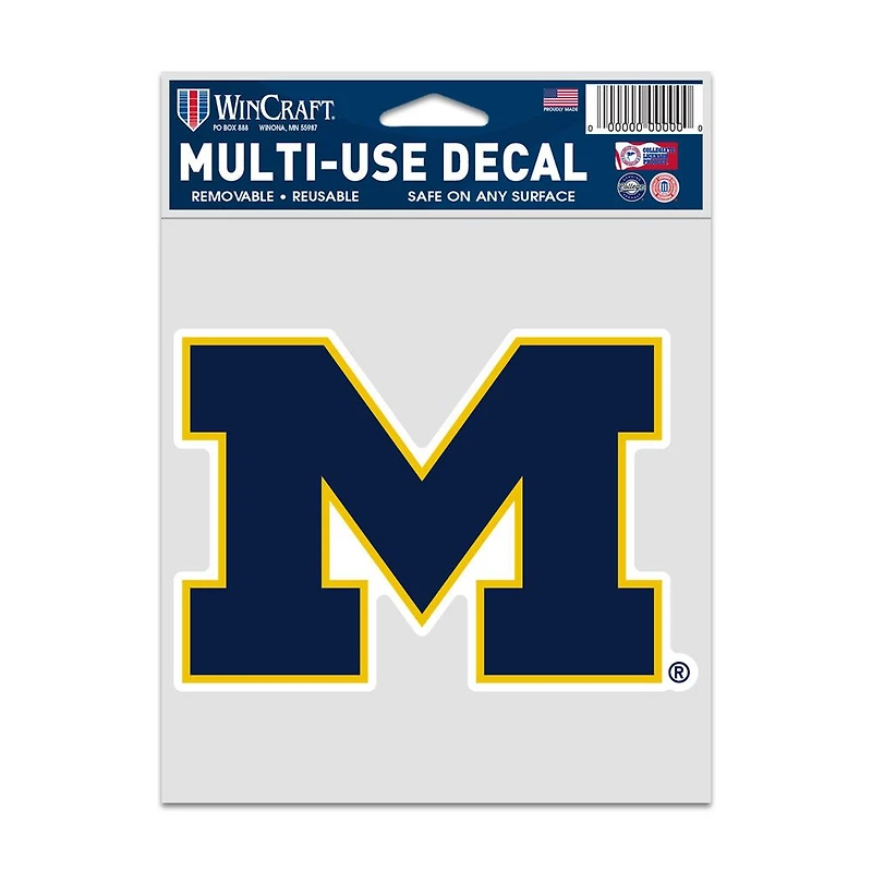 NCAA Multi Use Decal 3.75x5 Logo Michigan Wolverines
