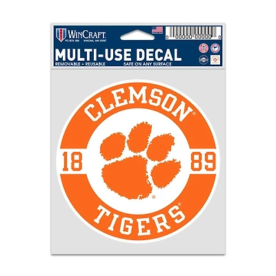 NCAA Multi Use Decal 3.75x5 Est. Clemson Tigers