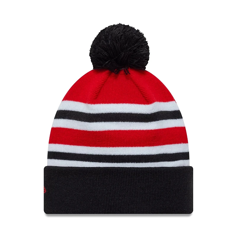 EPL Youth Knit Hat Bar Stripe Cuff Beanie with Pom Manchester United F.C.