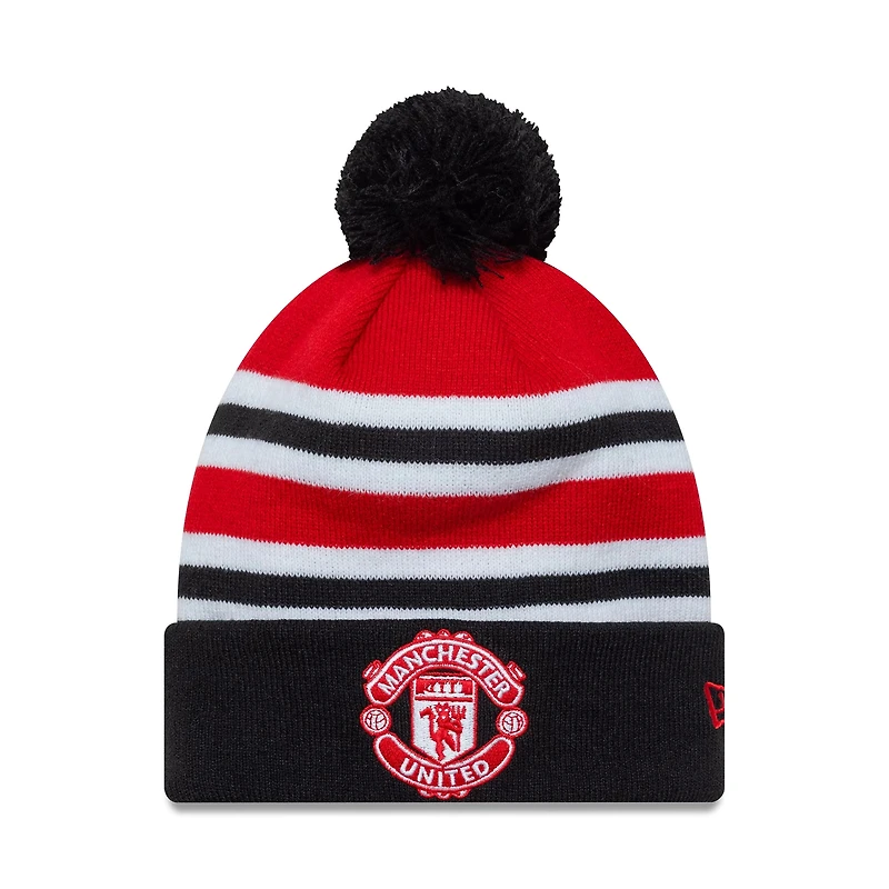 EPL Youth Knit Hat Bar Stripe Cuff Beanie with Pom Manchester United F.C.