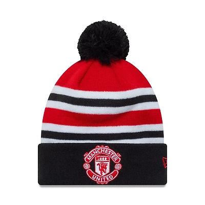 EPL Youth Knit Hat Bar Stripe Cuff Beanie with Pom Manchester United F.C.
