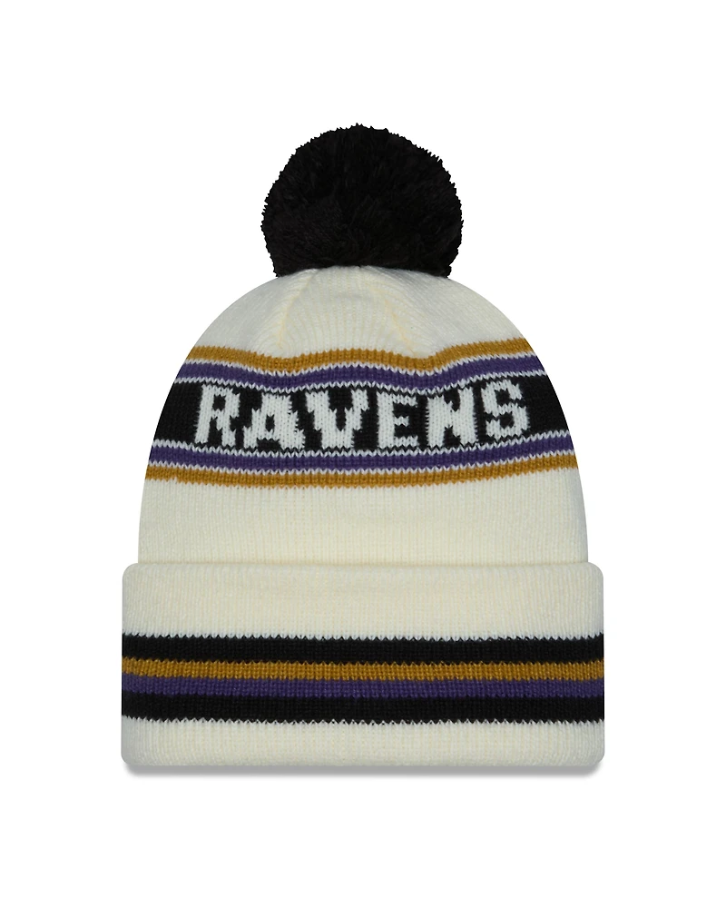 NFL Knit Hat Pom White Classic Ravens