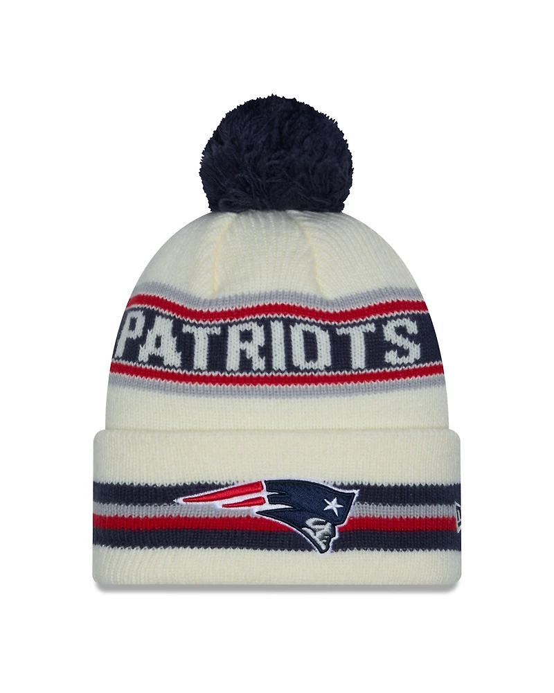 NFL Knit Hat Pom White Classic Patriots