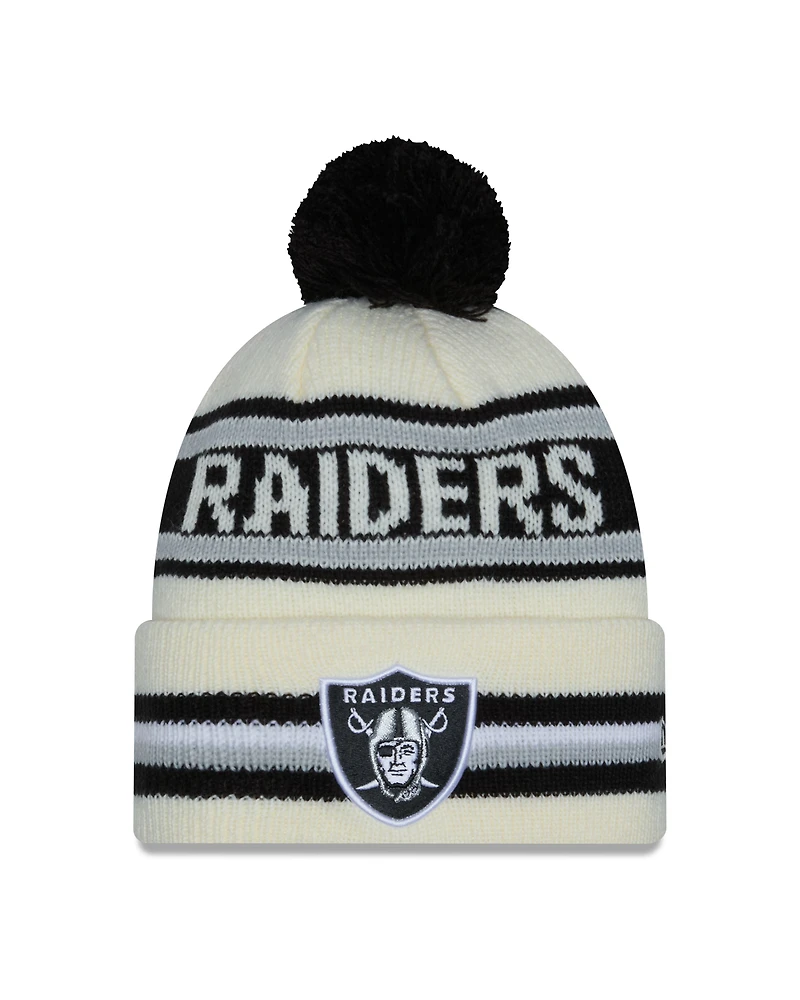NFL Knit Hat Pom White Classic Raiders