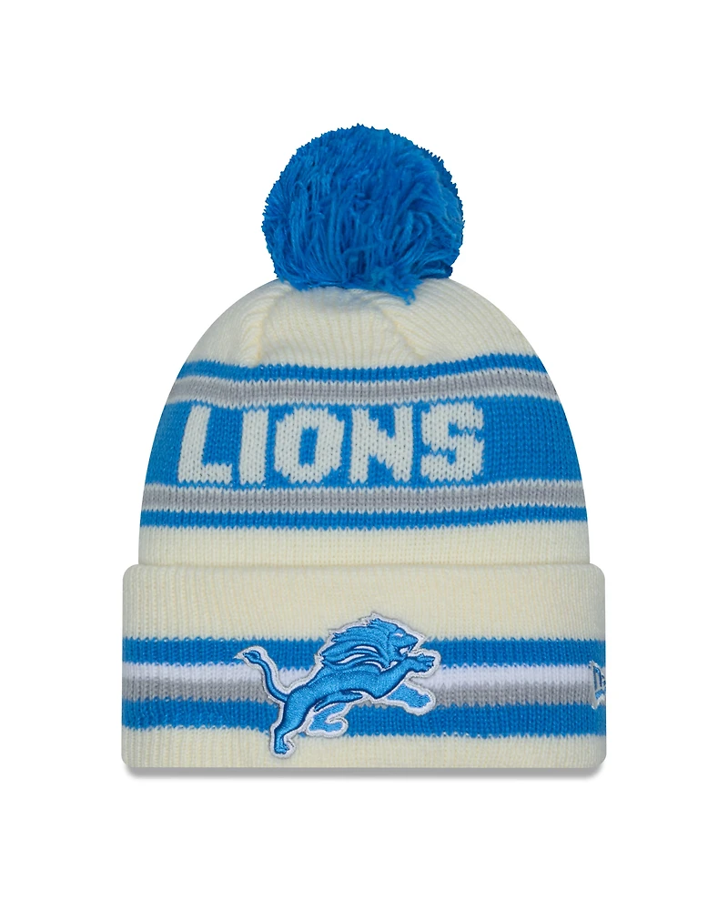 NFL Knit Hat Pom White Classic Lions
