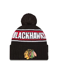 NHL Knit Hat Cuffed Pom Bold Blackhawks