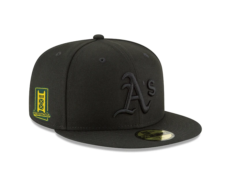 MLB Hat 5950 Tonal Black Sacramento Patch Athletics