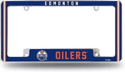 NHL License Plate Frame All Over Chrome Oilers