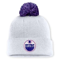 NHL Knit Hat Authentic Pro Rink Cuffed with Pom Hockey Fights Cancer Oilers