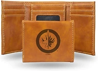NHL Wallet Leather Laser Engraved Tri-Fold Jets (Brown)