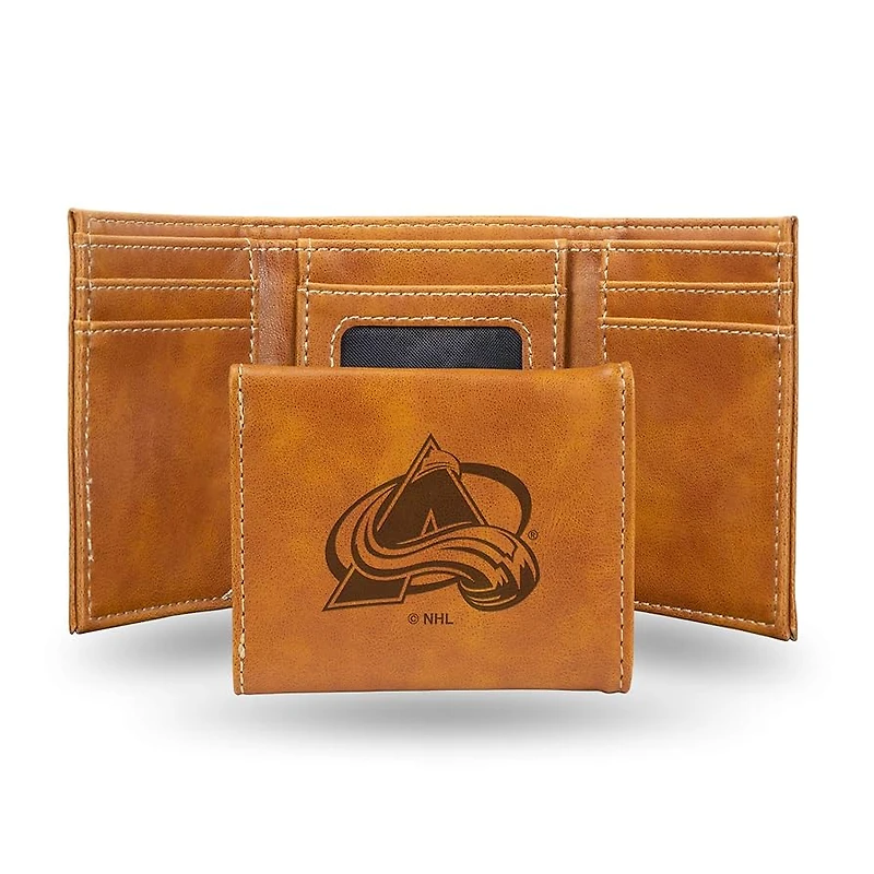 NHL Wallet Leather Laser Engraved Tri-Fold Avalanche (Brown)