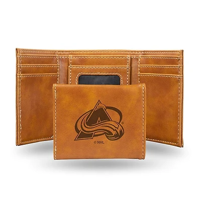 NHL Wallet Leather Laser Engraved Tri-Fold Avalanche (Brown)