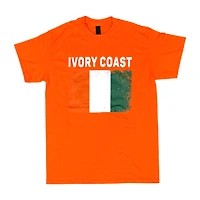 Country T-Shirt Distressed Flag Ivory Coast (Black)