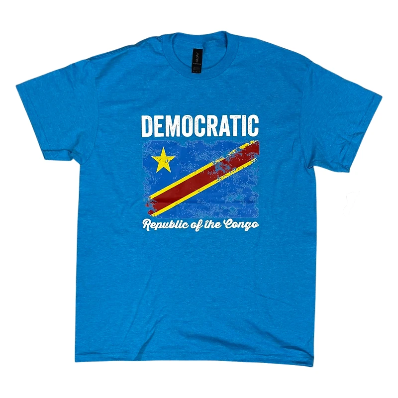 Country T-Shirt Distressed Flag Congo-Kinshasa