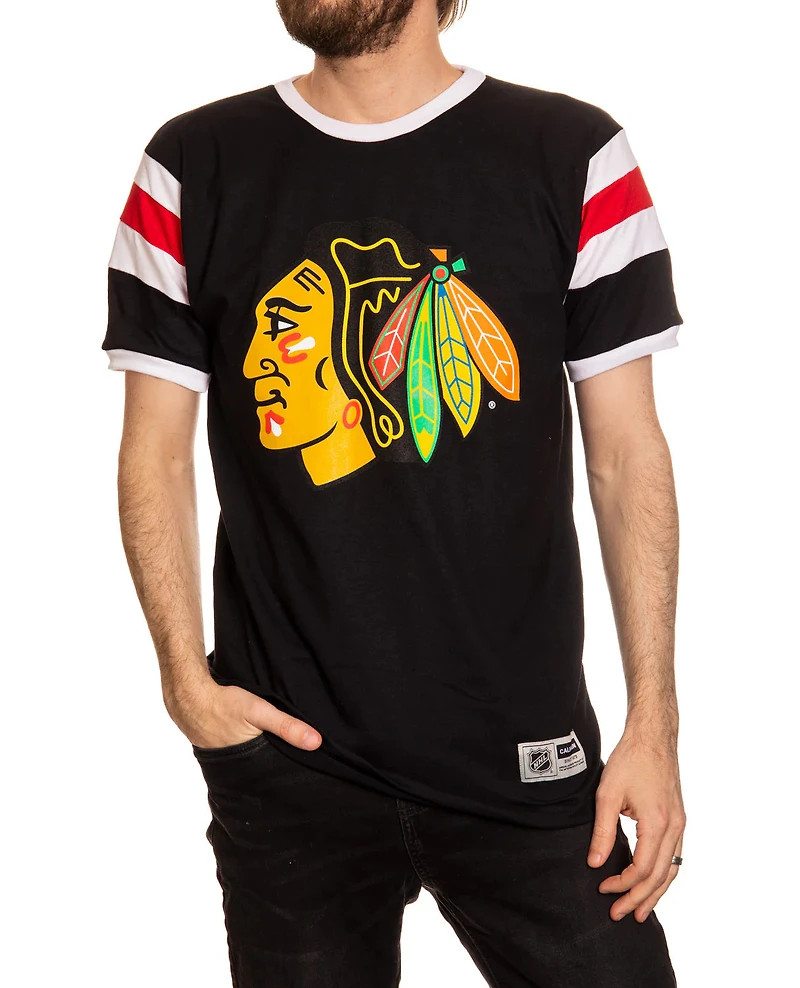 NHL T-Shirt Retro Varsity Inset Blackhawks