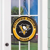 NHL Round Door Décor with Hanging Rope, 18x18 Penguins