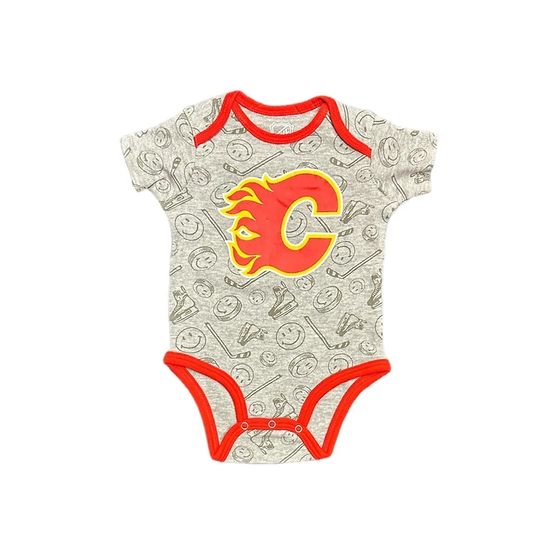 NHL Infant 3Pc Onesie Set Full Strength Flames
