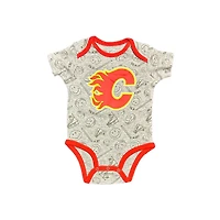 NHL Infant 3Pc Onesie Set Full Strength Flames