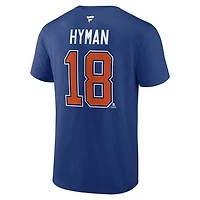 NHL Player T-Shirt Authentic Stack Zach Hyman Oilers (Bright Blue)