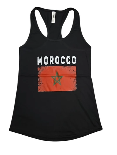 Country Ladies Racerback Tank Top Distressed Flag Morocco