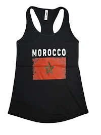 Country Ladies Racerback Tank Top Distressed Flag Morocco