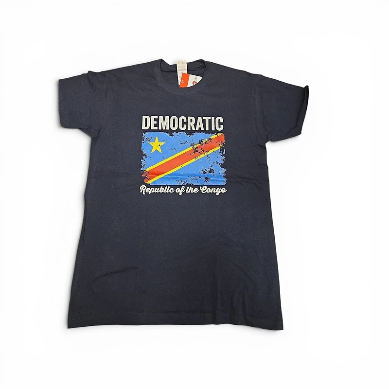 Country Youth T-Shirt Distressed Flag Democratic Republic of the Congo (Dark Blue)
