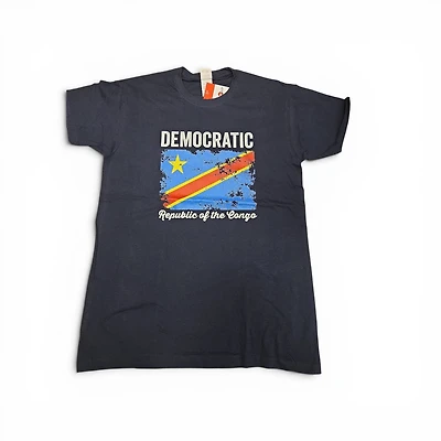 Country Youth T-Shirt Distressed Flag Democratic Republic of the Congo (Dark Blue)