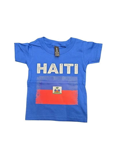 Country Toddler/Kids T-Shirt Distressed Flag Haiti (Blue)