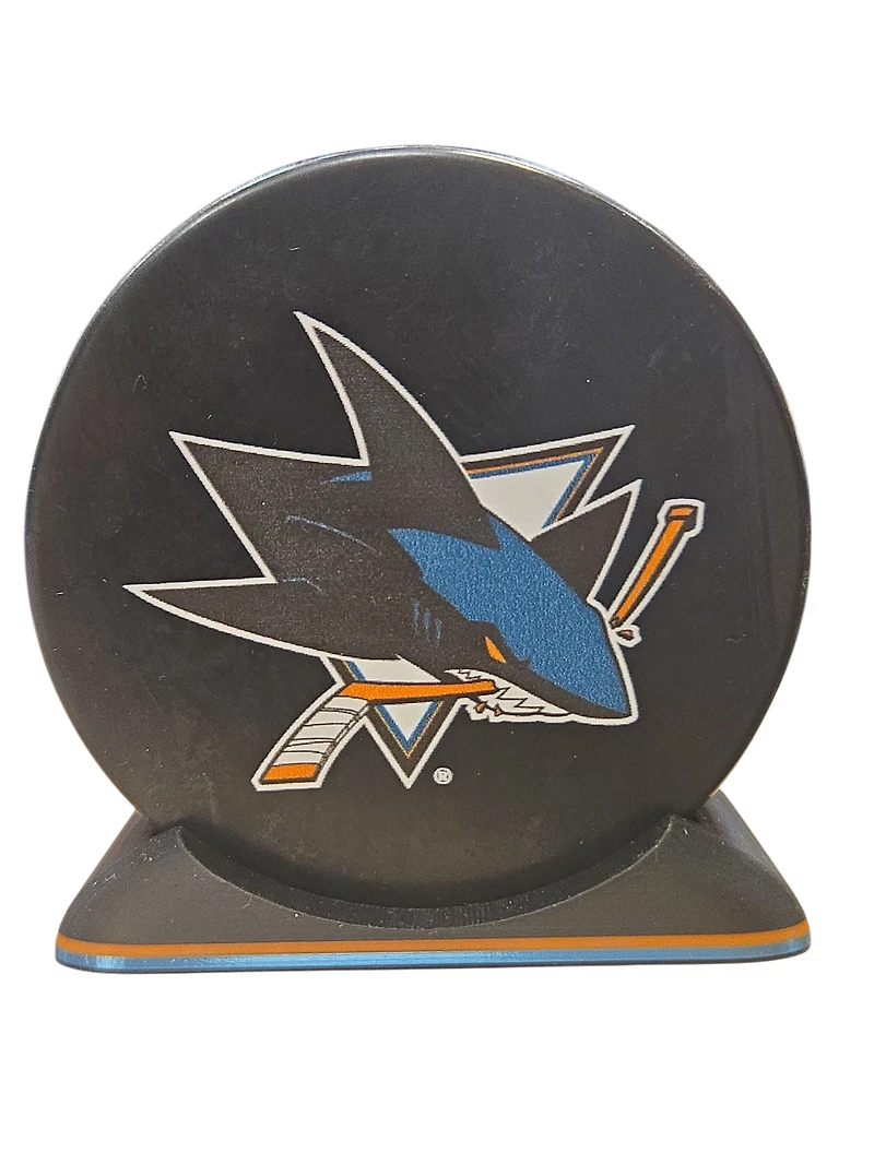 Puck Display Stand Orange & Teal