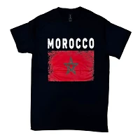 Country Youth T-Shirt Distressed Flag Morocco (Black)