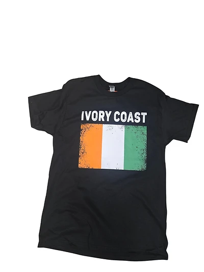 Country T-Shirt Distressed Flag Ivory Coast (Black)