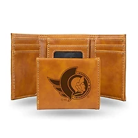 NHL Wallet Leather Laser Engraved Tri-Fold Senators (Brown)