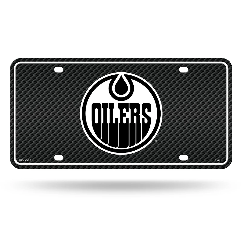 NHL License Plate Metal Carbon Fiber Design Oilers