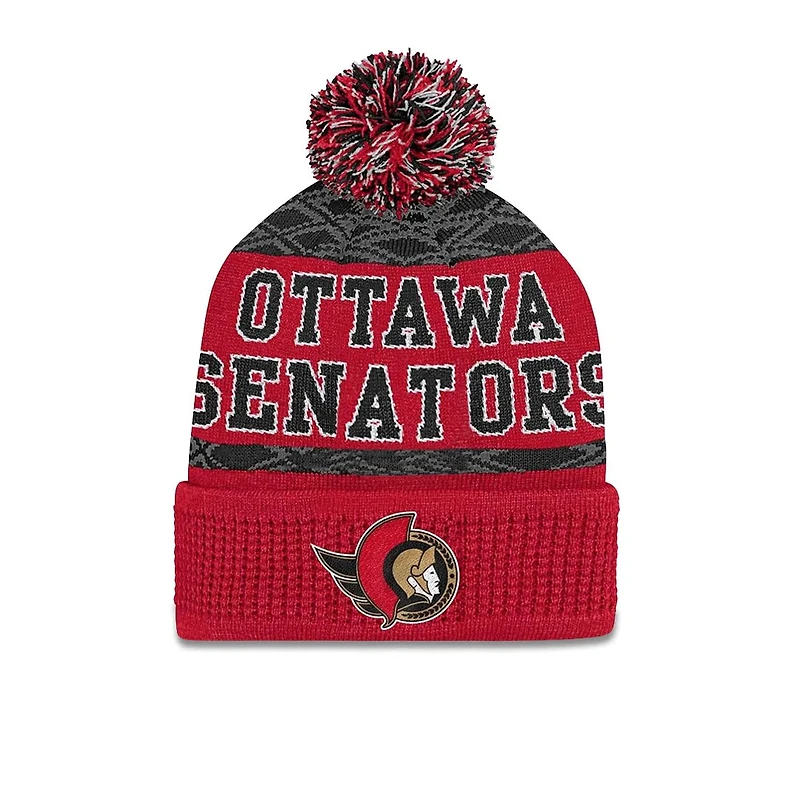 NHL Youth Knit Hat Puck Pattern Cuff Senators