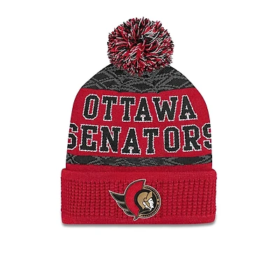 NHL Youth Knit Hat Puck Pattern Cuff Senators
