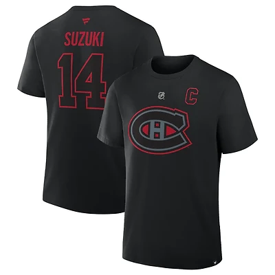 NHL Player T-Shirt Authentic Stack Nick Suzuki Canadiens (Black)