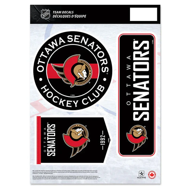 NHL Team Vinyl Decal Set Senators