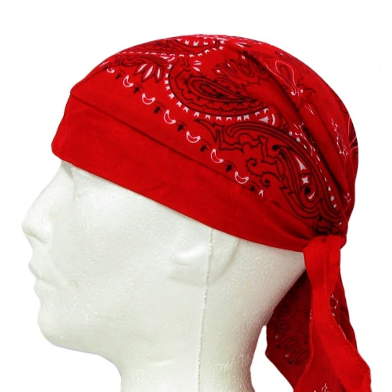 Paisley Fitted Skull Cap Bandana (Red)