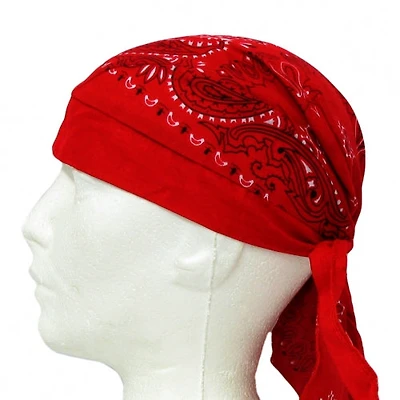 Paisley Fitted Skull Cap Bandana (Red)