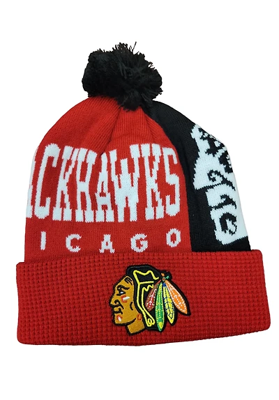 NHL Youth Knit Hat Impact Cuffed Pom Blackhawks